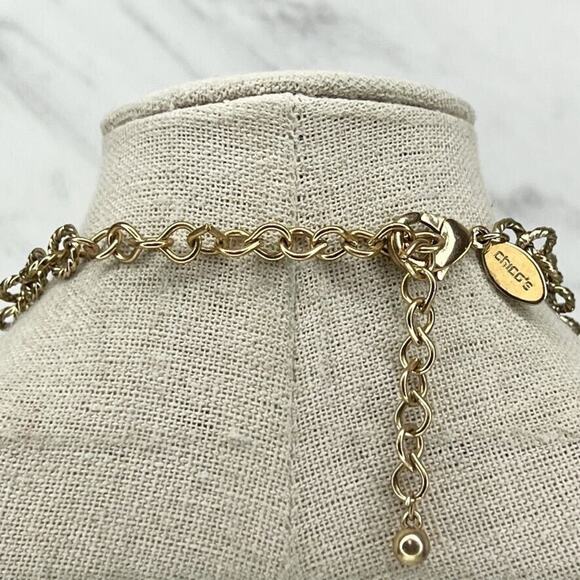 Chico's Gold Tone Tassel Pendant Chain Link Necklace - Picture 5 of 7